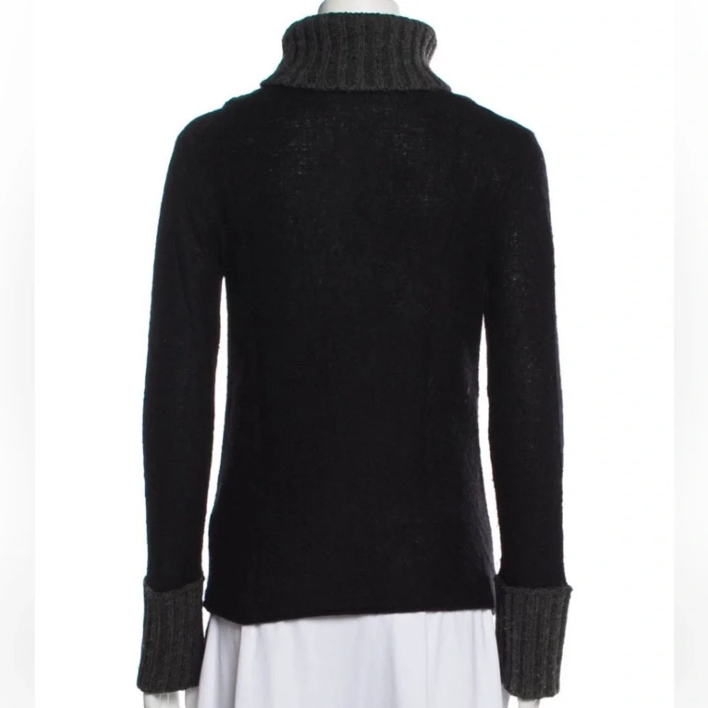 Tory Burch Alpaca Gretchen Mixed-Cable Knit Turtleneck Pullover Sweater Top